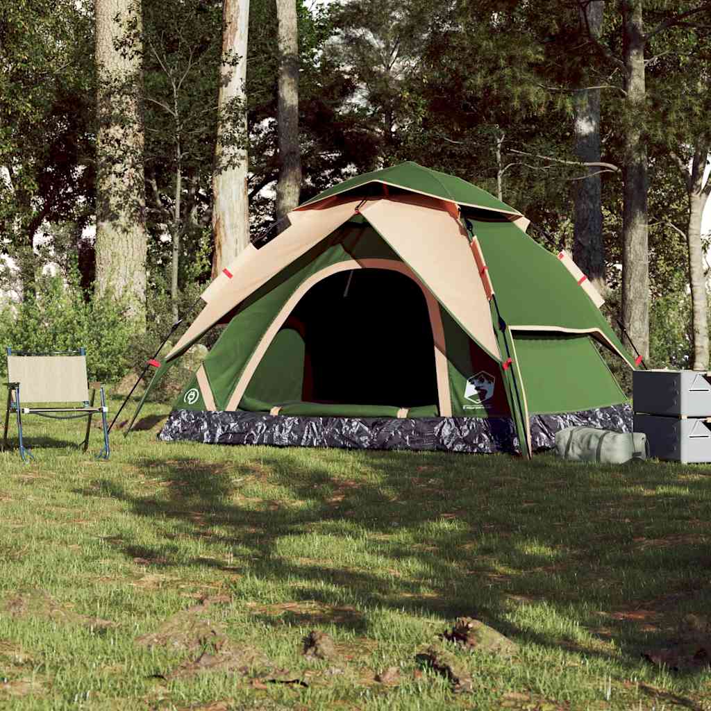 5-personers campingtelt kuppel quick-release grøn