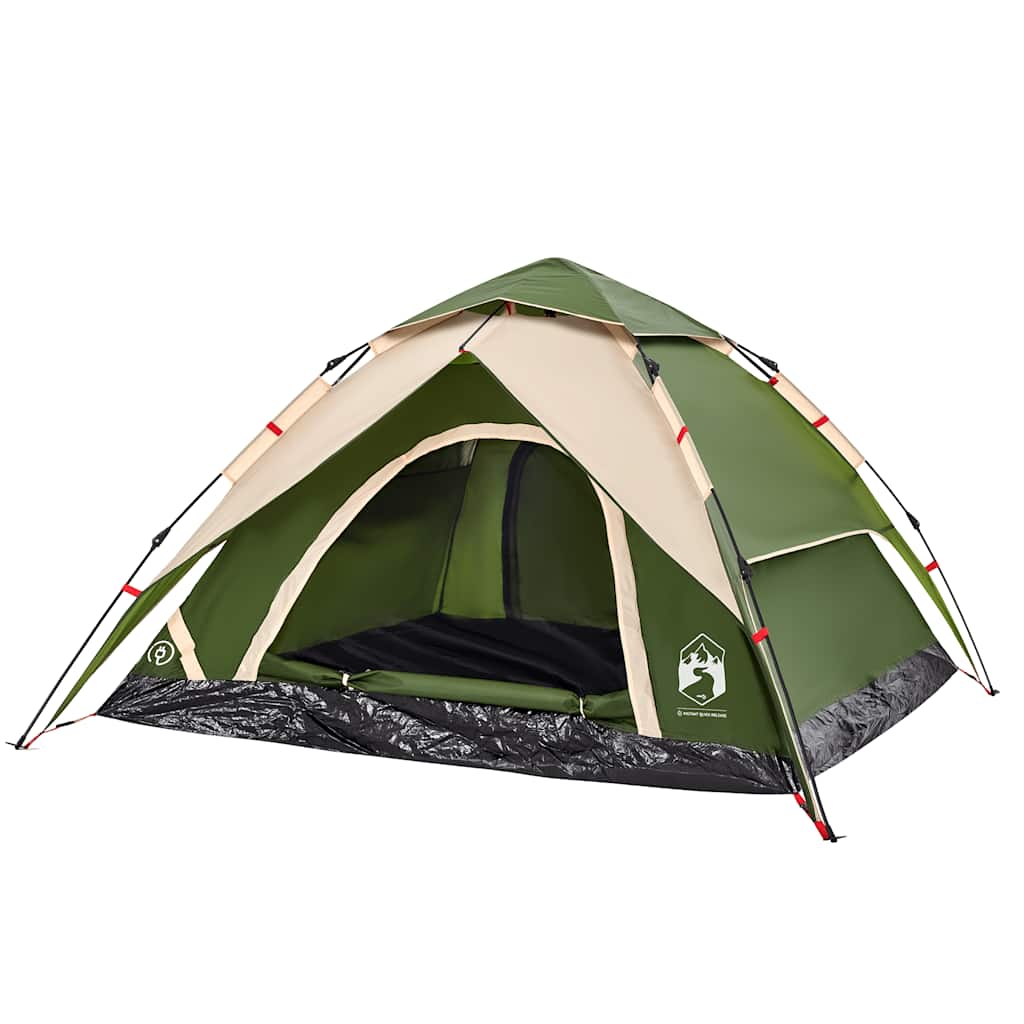 5-personers campingtelt kuppel quick-release grøn