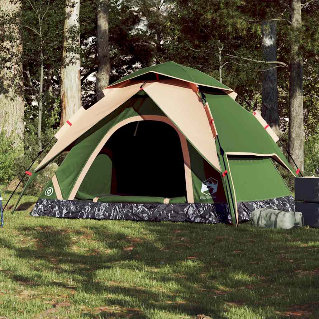 5-personers campingtelt kuppel quick-release grøn billede
