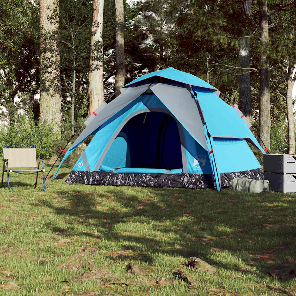 5-personers campingtelt kuppel quick-release blå
