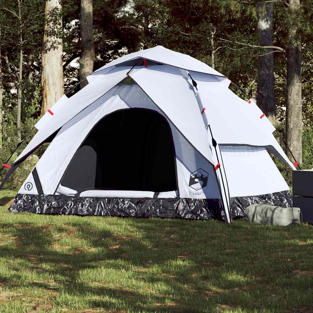 5-personers campingtelt kuppel quick-release mørklægning hvid billede