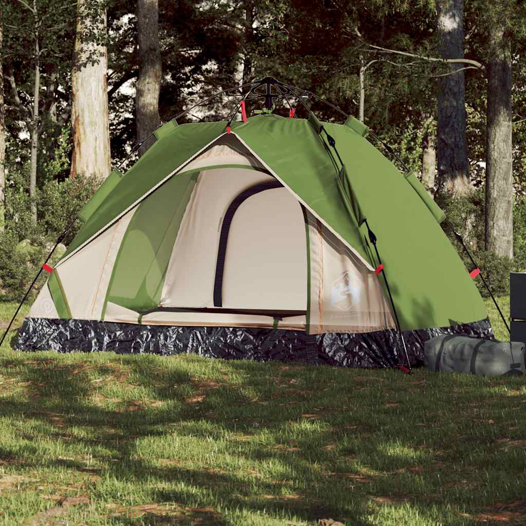 2-personers campingtelt kuppel quick-release grøn billede