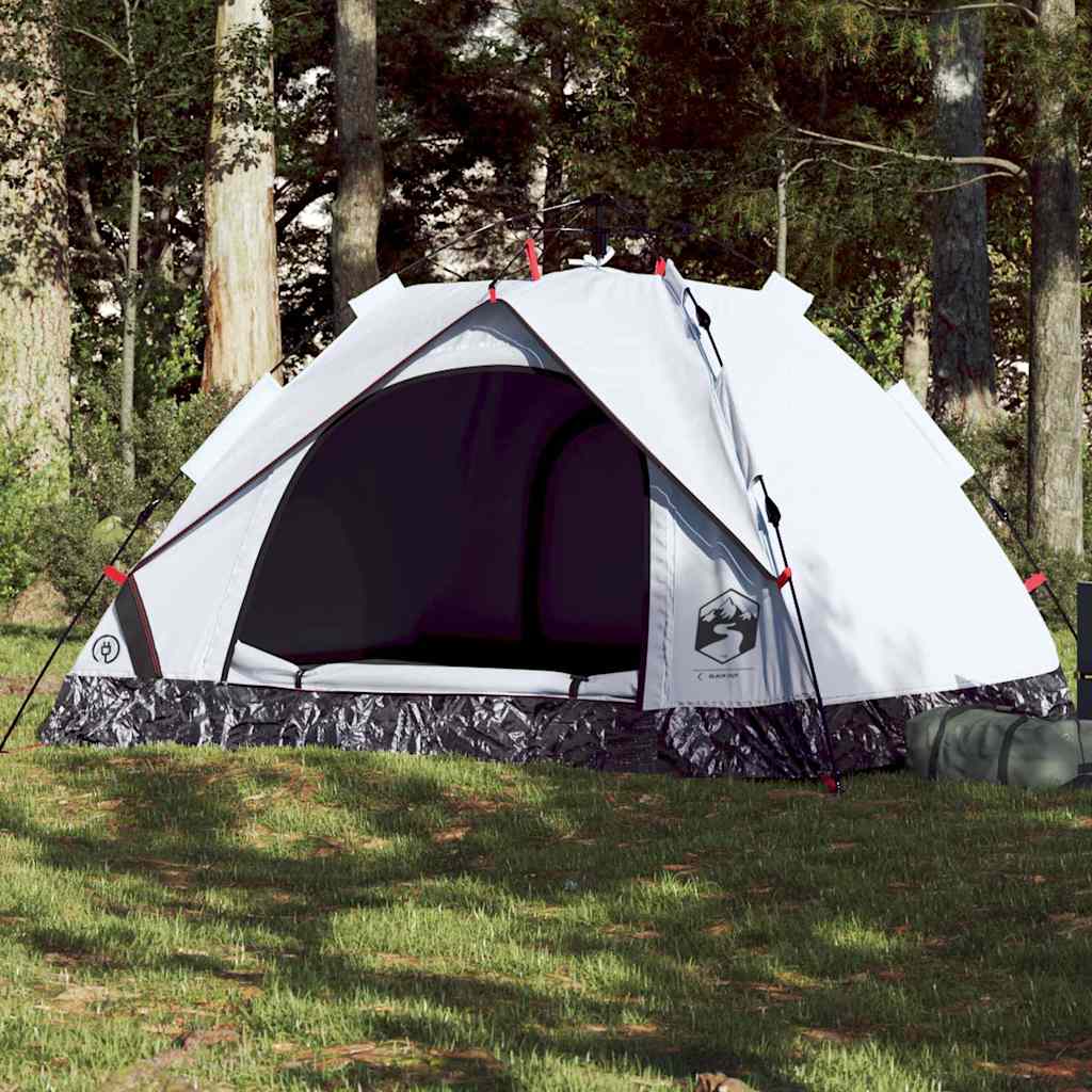 3-personers campingtelt kuppel quick-release mørklægning hvid billede