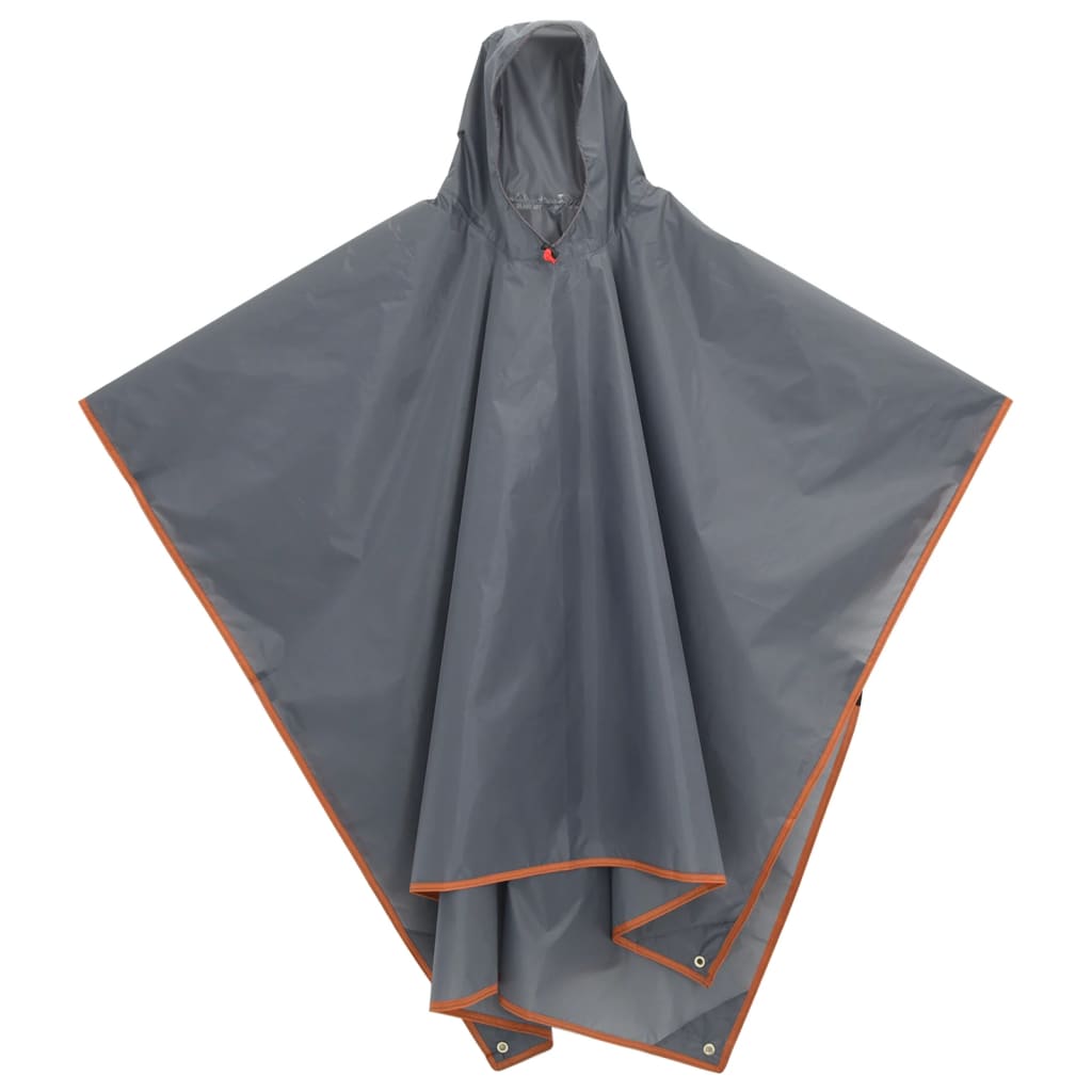 regnponcho med hætte 223x145 cm 2-i-1 design grå og orange