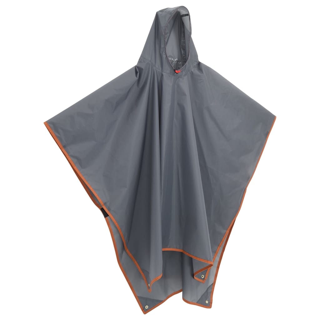 regnponcho med hætte 223x145 cm 2-i-1 design grå og orange