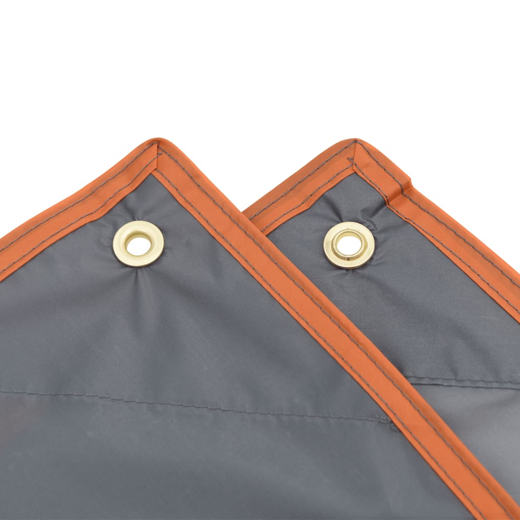 regnponcho med hætte 223x145 cm 2-i-1 design grå og orange