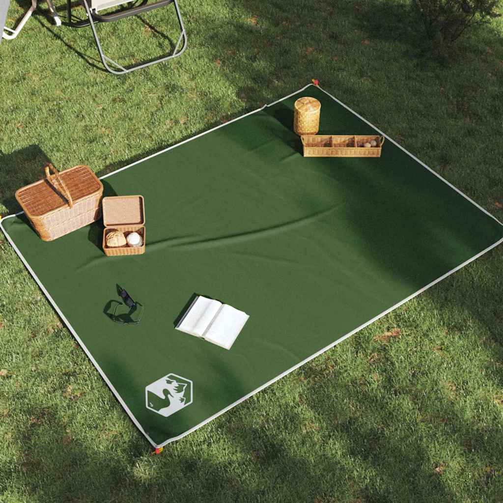 picnictæppe med pløkker 205x155 cm grøn billede