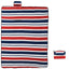 picnictæppe 200x150 cm foldbart fløjl stribet rød og blå
