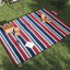 picnictæppe 200x150 cm foldbart fløjl stribet rød og blå