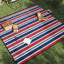 picnictæppe 200x200 cm foldbart fløjl stribet rød og blå