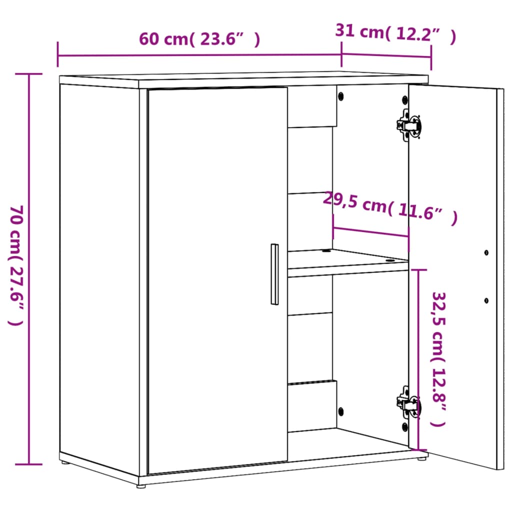 skænk 60x31x70 cm konstrueret træ betongrå