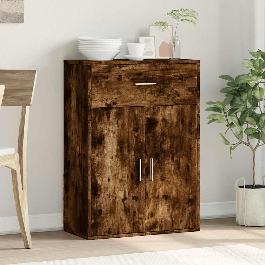 skænk 60x30x84 cm konstrueret træ røget egetræsfarve