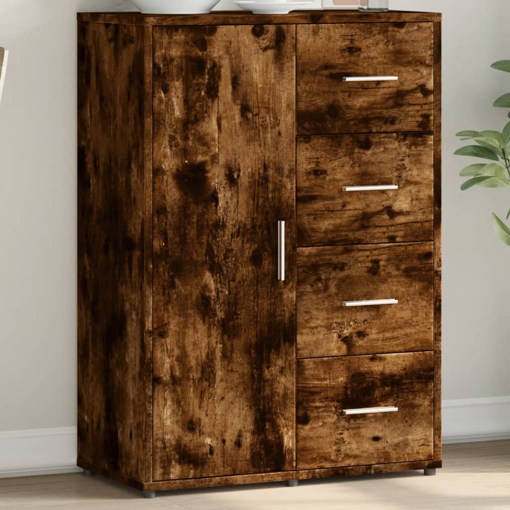 skænk 60x31x84 cm konstrueret træ røget egetræsfarve