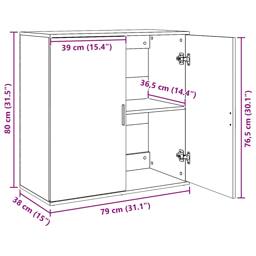 skab 79x38x80 cm konstrueret træ grå sonoma-eg