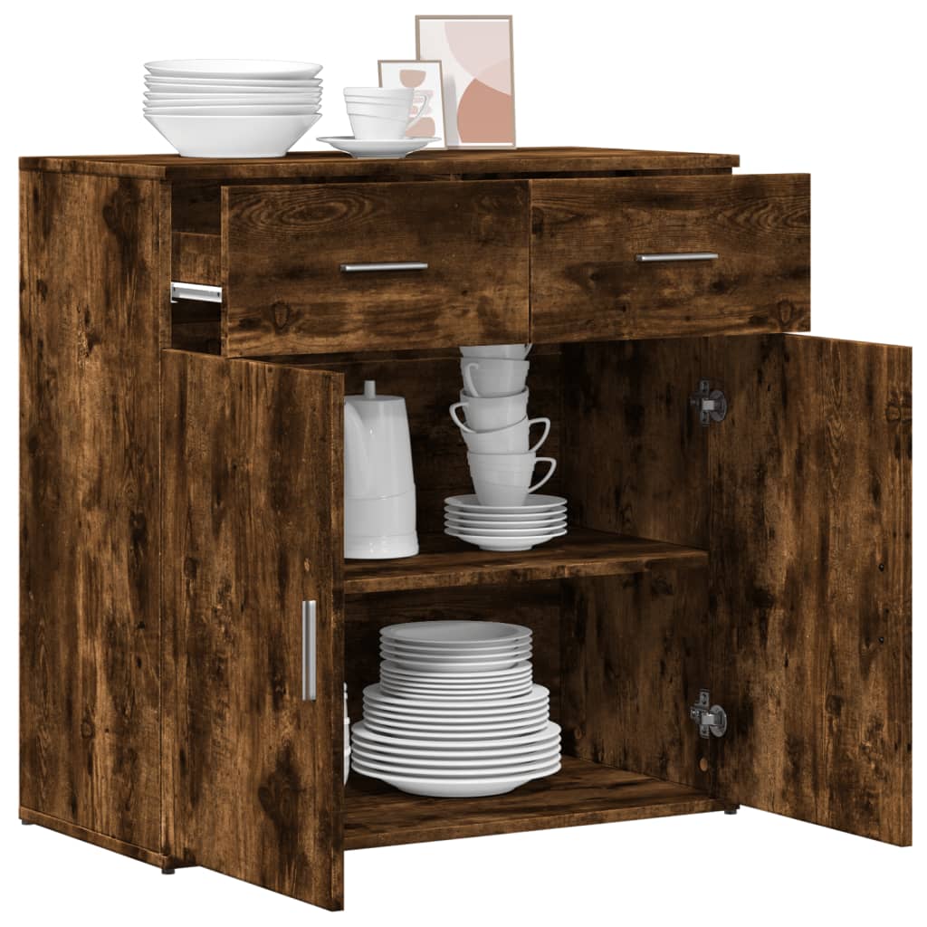 skænk 79x38x80 cm konstrueret træ røget egetræsfarve