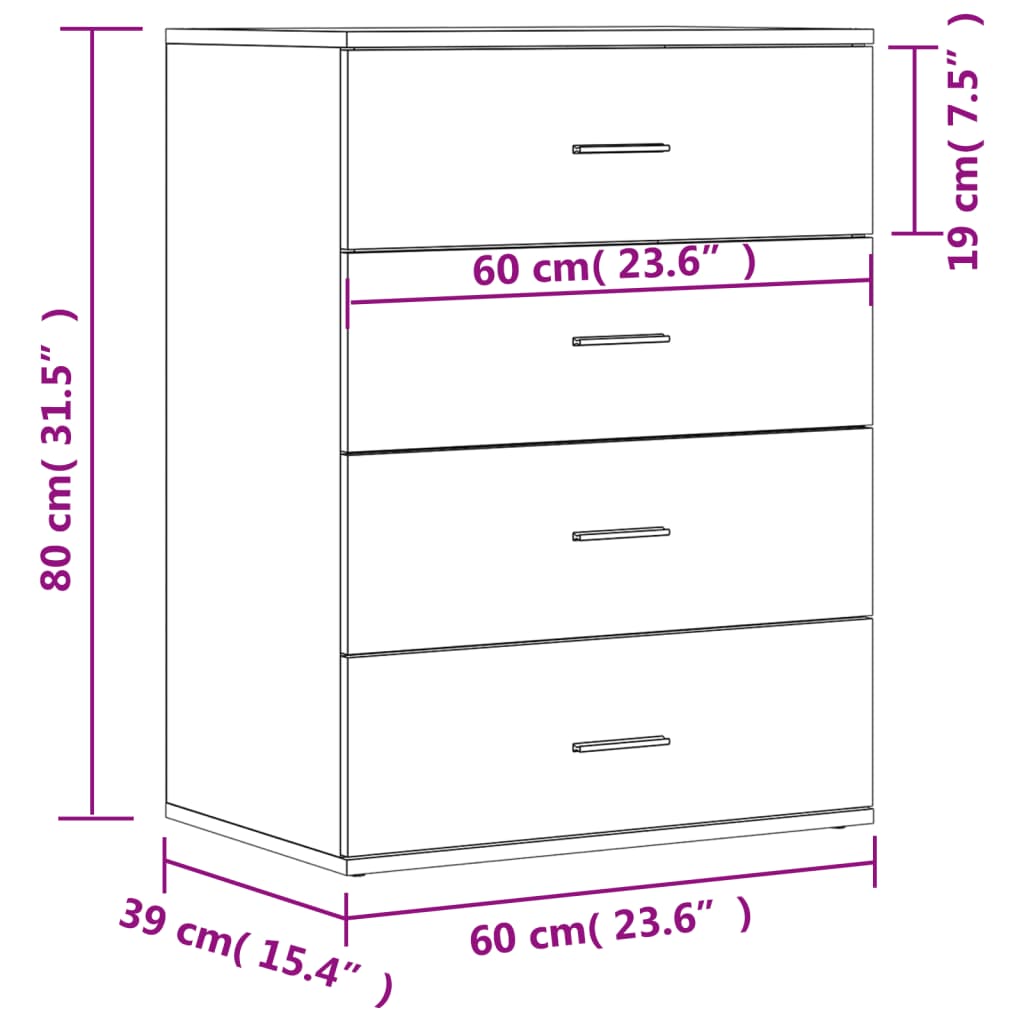skænk 60x39x80 cm konstrueret træ sonoma-eg