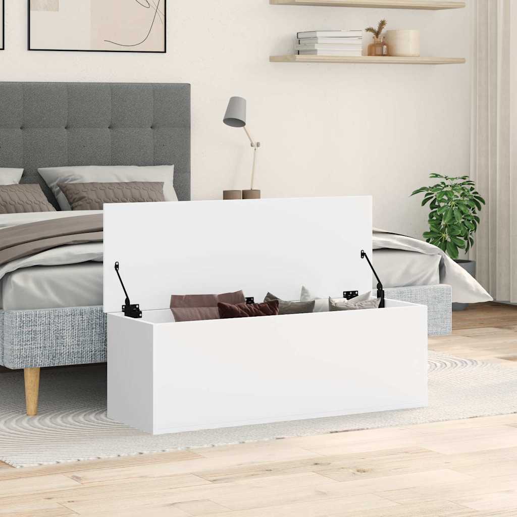 opbevaringsboks 102x35x35 cm konstrueret træ hvid