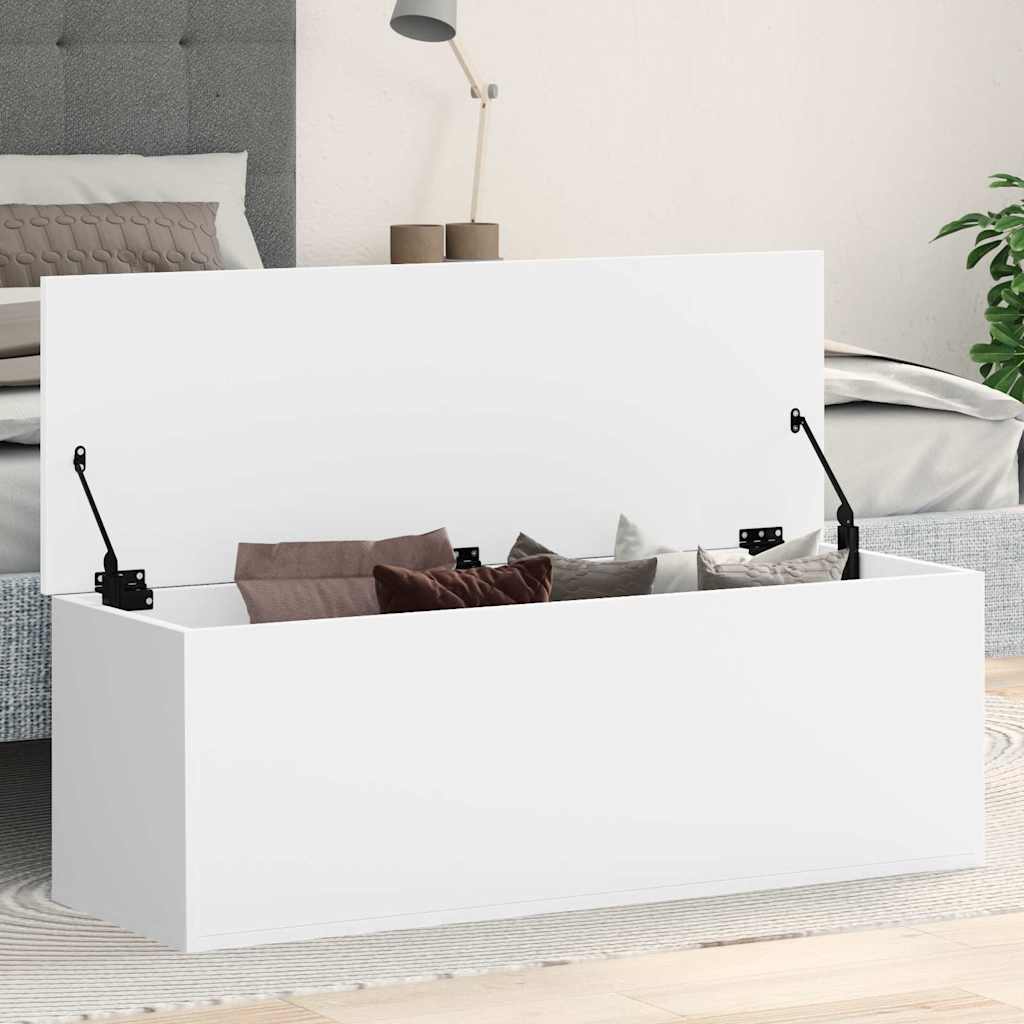 opbevaringsboks 102x35x35 cm konstrueret træ hvid