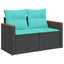 11-delt havesofasæt med hynder sort polyrattan