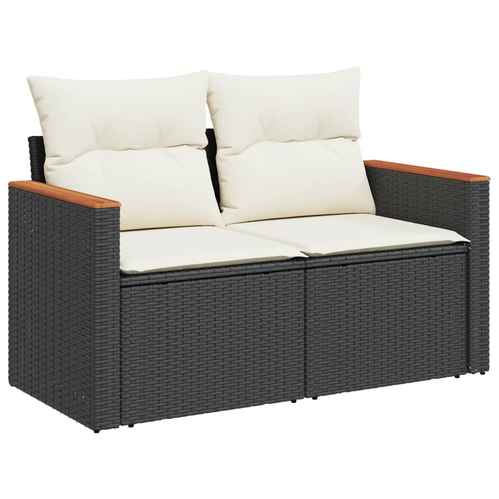 sofasæt til haven 10 dele med hynder polyrattan sort