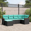 havesofasæt med 6 hynder sort polyrattan