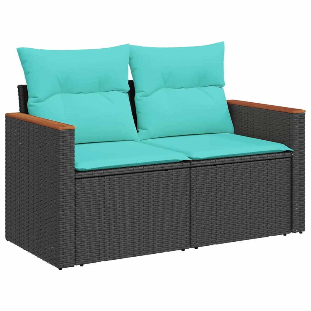havesofasæt med 10 hynder sort polyrattan