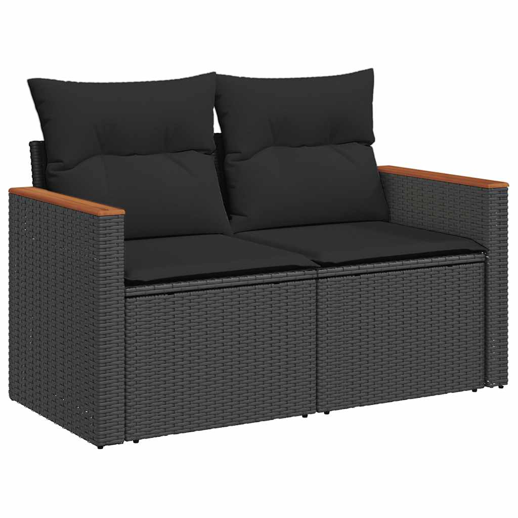 sofasæt til haven 11 dele med hynder polyrattan sort
