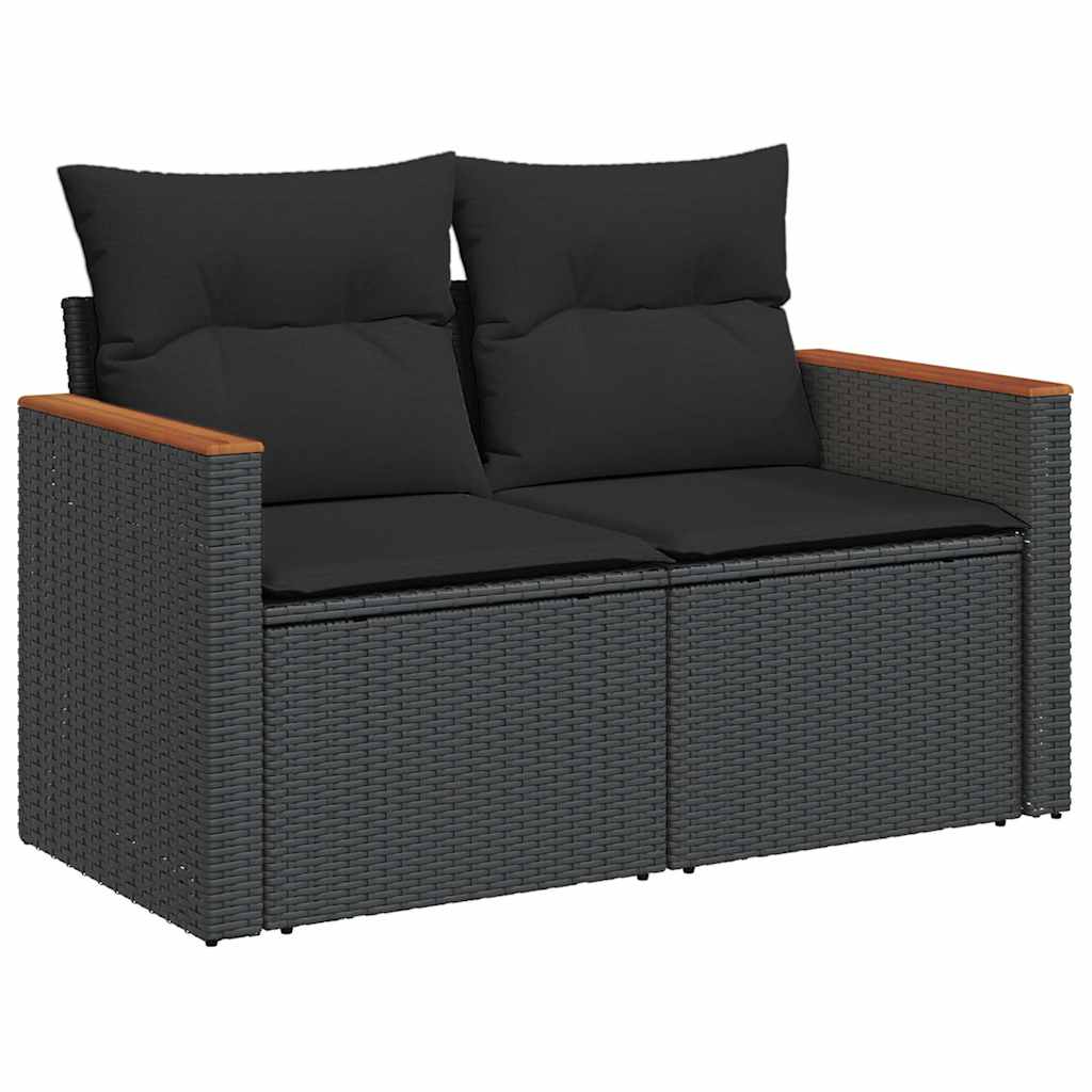 sofasæt til haven 11 dele med hynder polyrattan sort