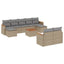 havesofasæt 10 dele med hynder polyrattan beige