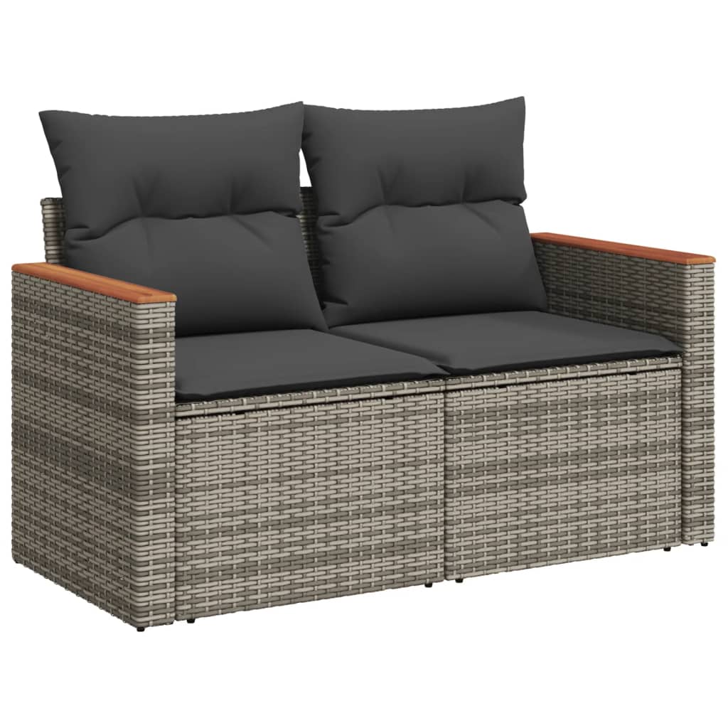 sofasæt til haven 10 dele med hynder polyrattan grå