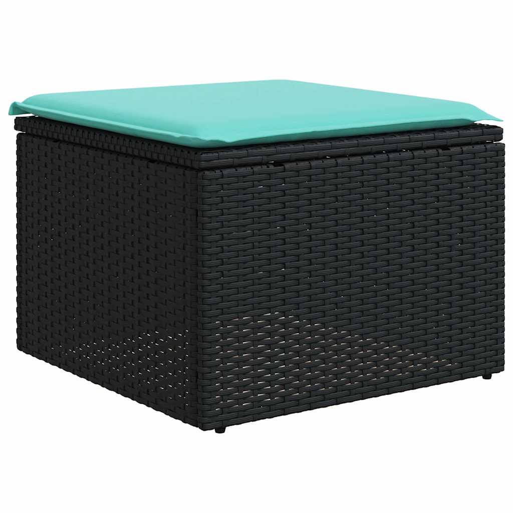 11-delt havesofasæt med hynder sort polyrattan