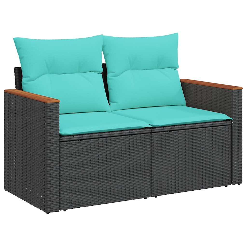 13-delt havesofasæt med hynder sort polyrattan