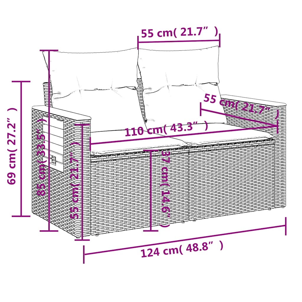 sofasæt til haven 3 dele med hynder polyrattan beige