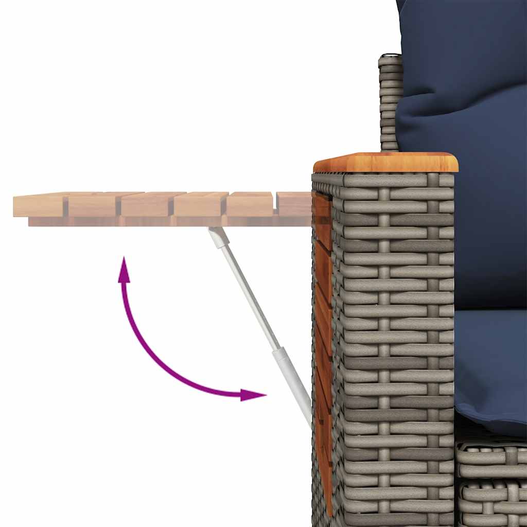 havesofasæt 3 dele med hynder polyrattan grå