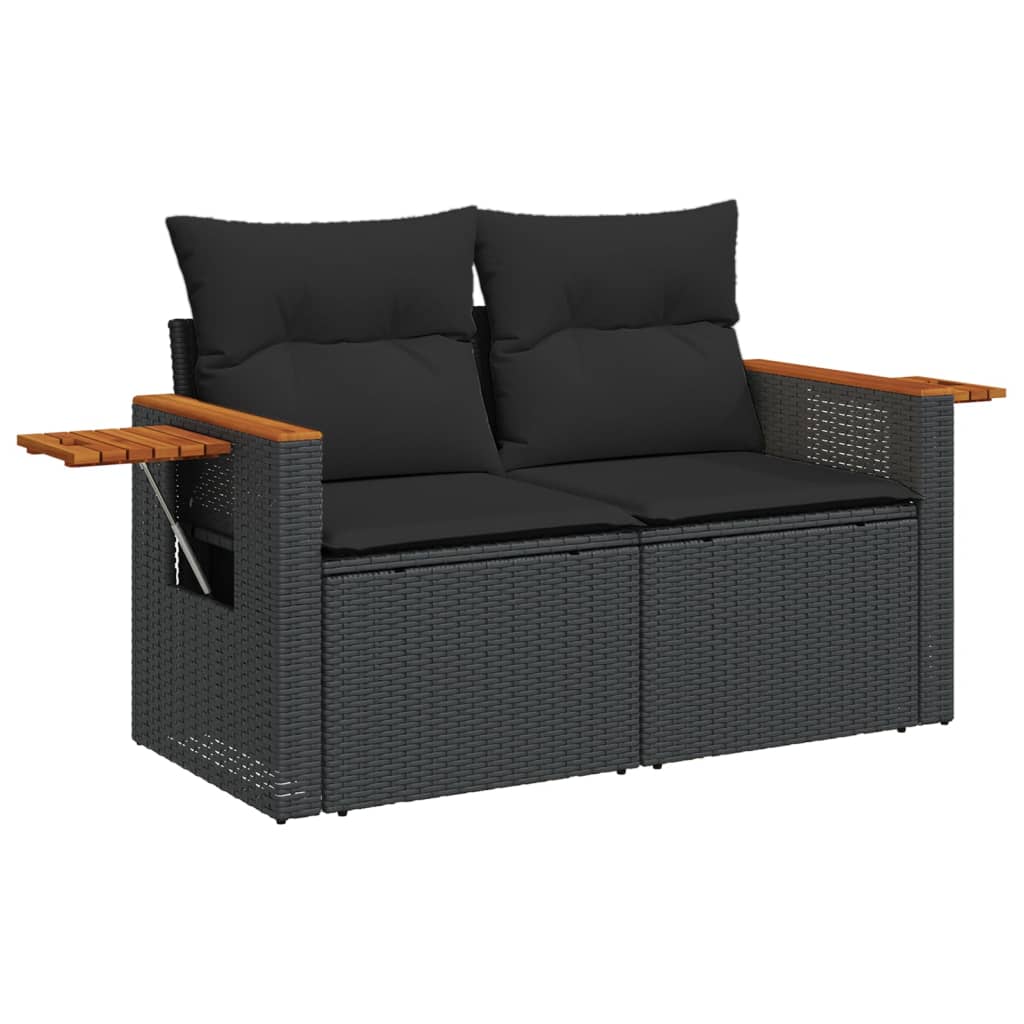 sofasæt til haven 9 dele med hynder polyrattan sort