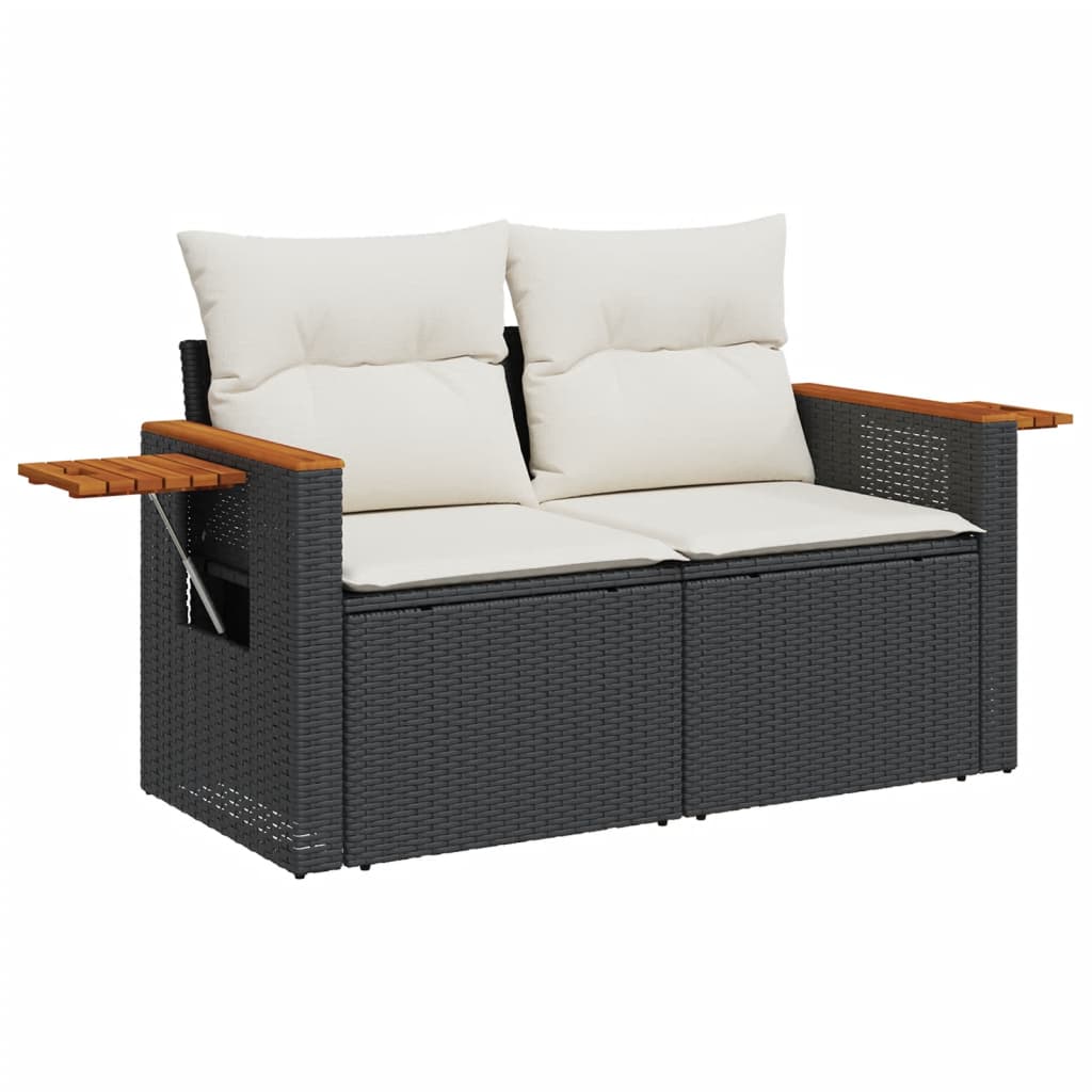sofasæt til haven 9 dele med hynder polyrattan sort