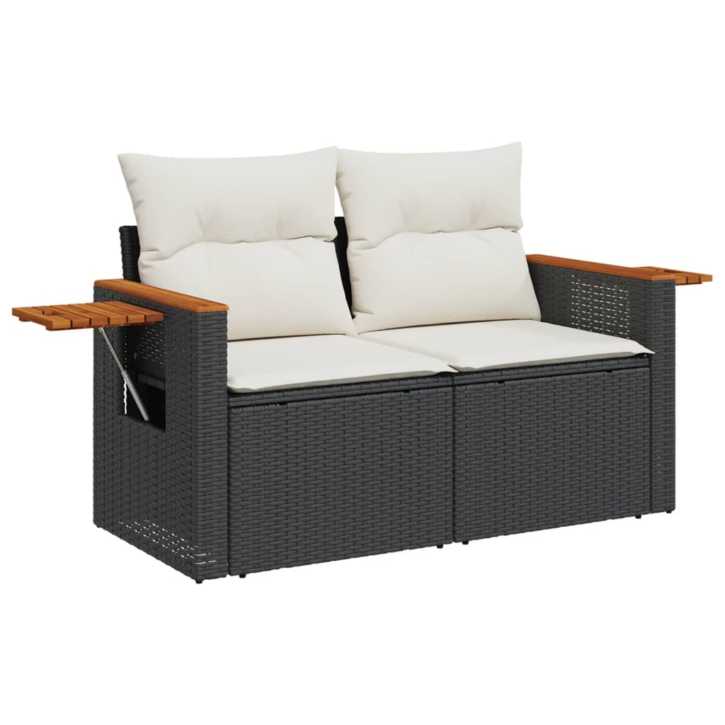 sofasæt til haven 10 dele med hynder polyrattan sort