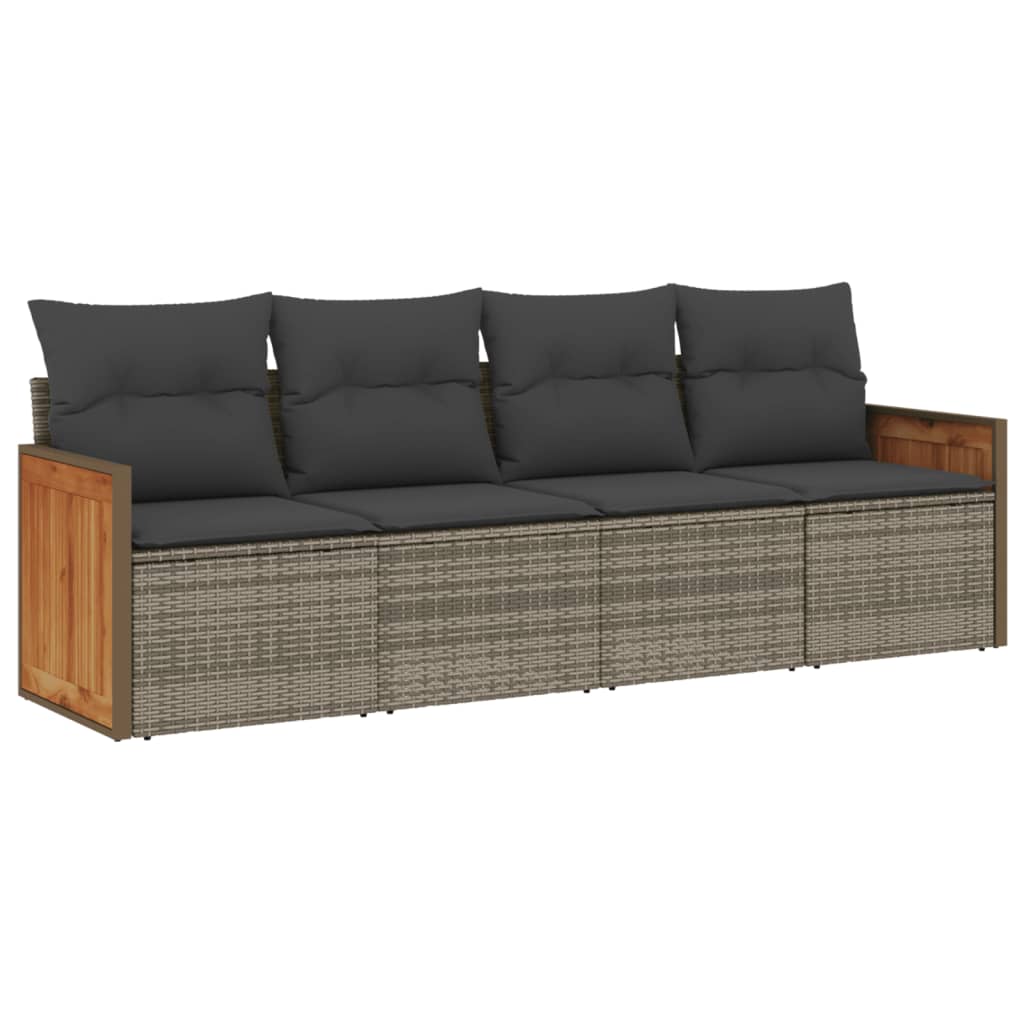 sofasæt til haven 4 dele med hynder polyrattan grå