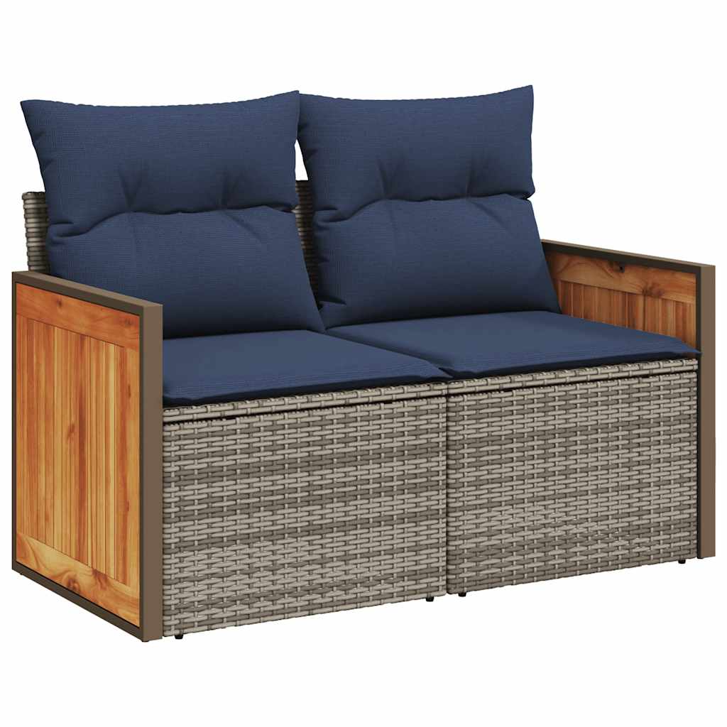havesofasæt med 6 dele og hynder grå polyrattan