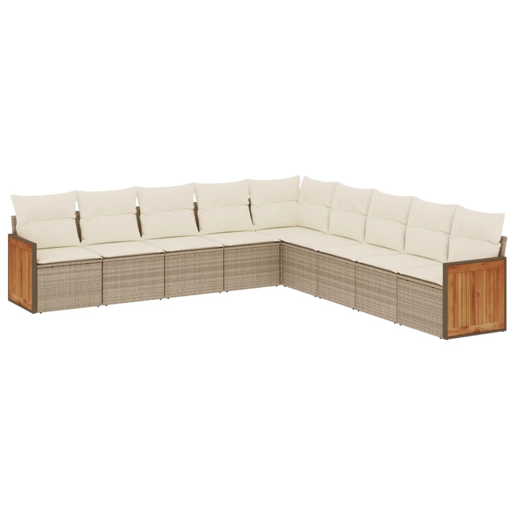 sofasæt til haven 9 dele med hynder polyrattan beige