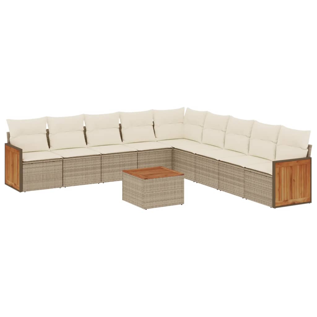 sofasæt til haven 10 dele med hynder polyrattan beige