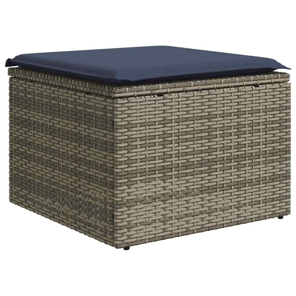 havesofasæt med 6 dele og hynder grå polyrattan