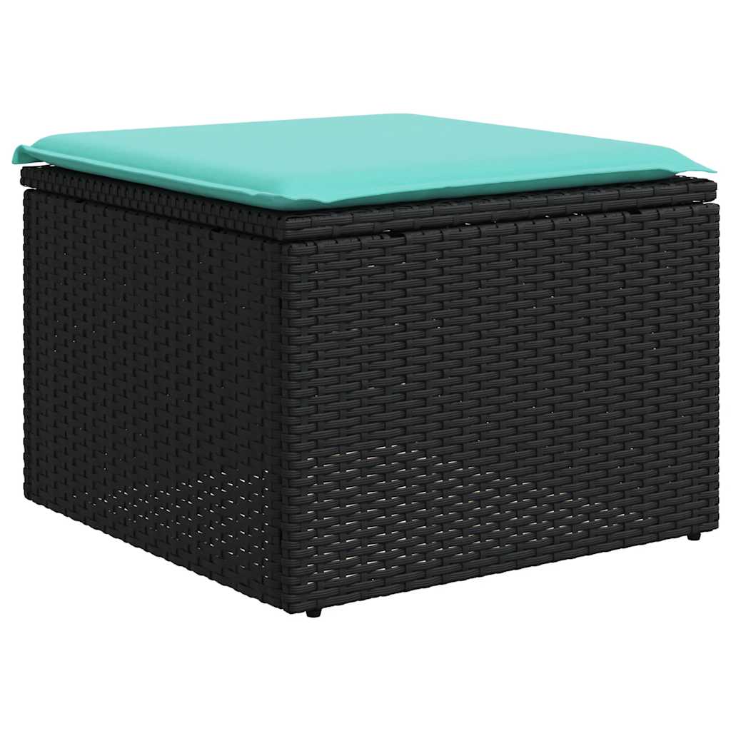 havesofasæt med 7 hynder sort polyrattan