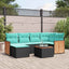havesofasæt med 7 hynder sort polyrattan