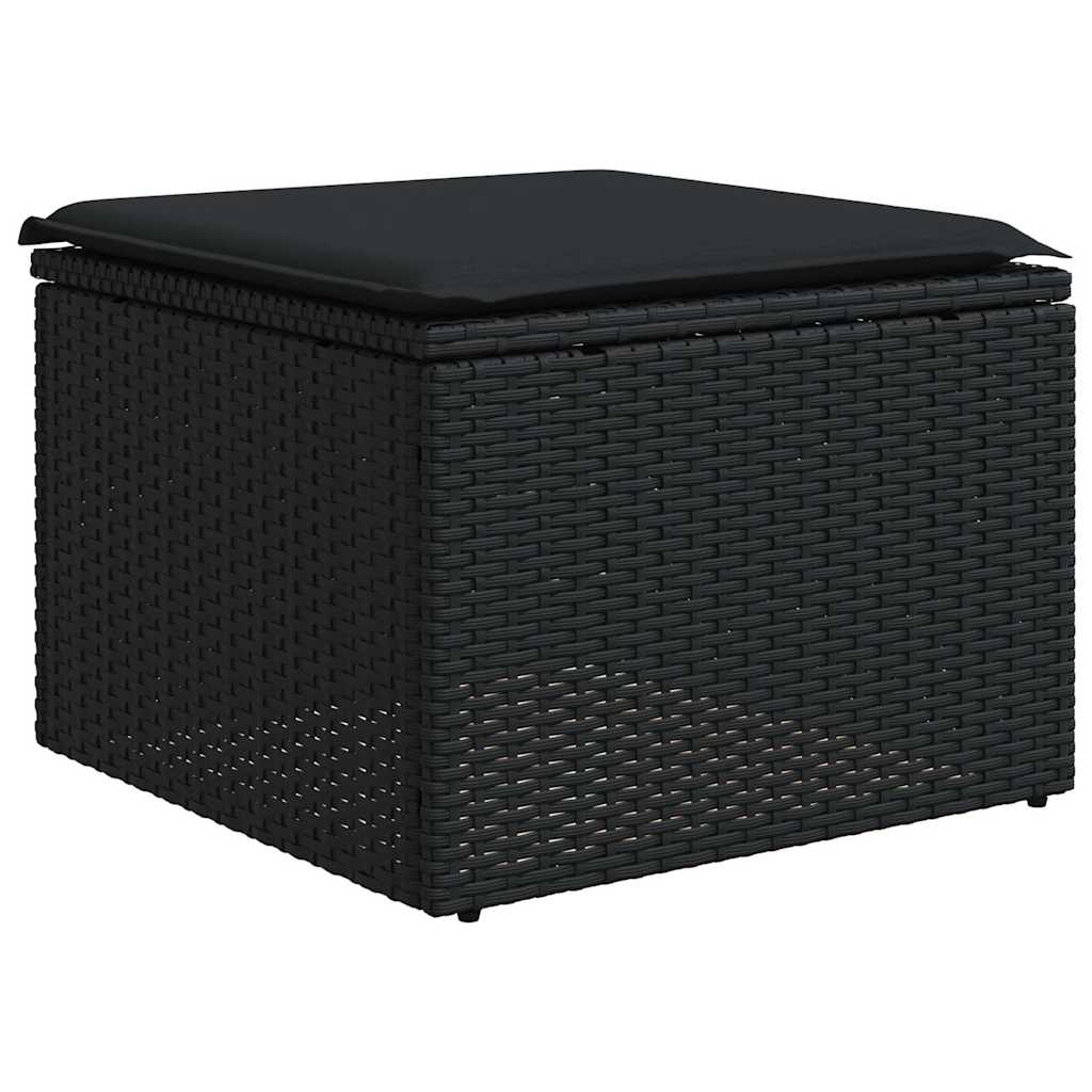 sofasæt til haven 7 dele med hynder polyrattan sort
