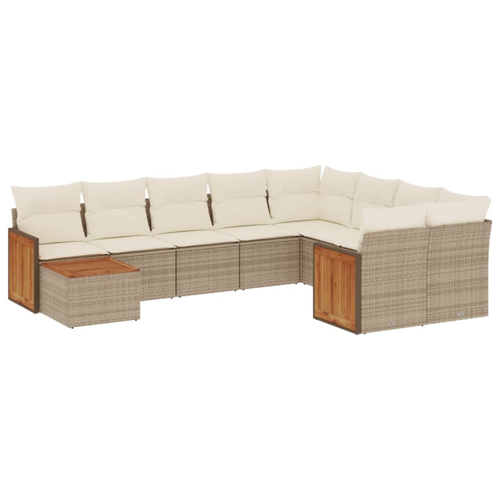 sofasæt til haven 10 dele med hynder polyrattan beige