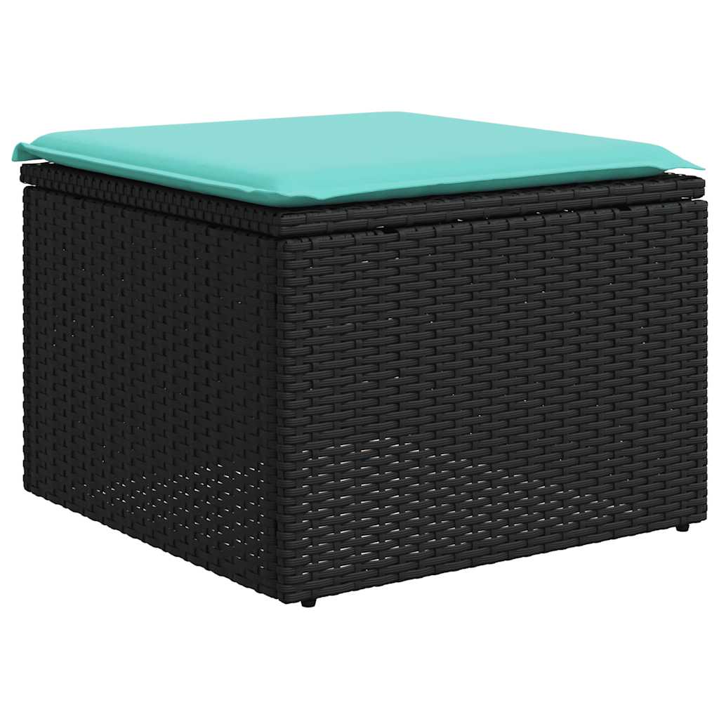 havesofasæt med 9 dele og hynder sort polyrattan