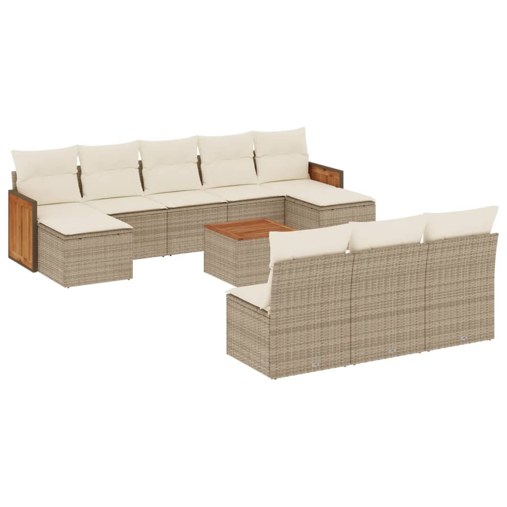 sofasæt til haven 11 dele med hynder polyrattan beige