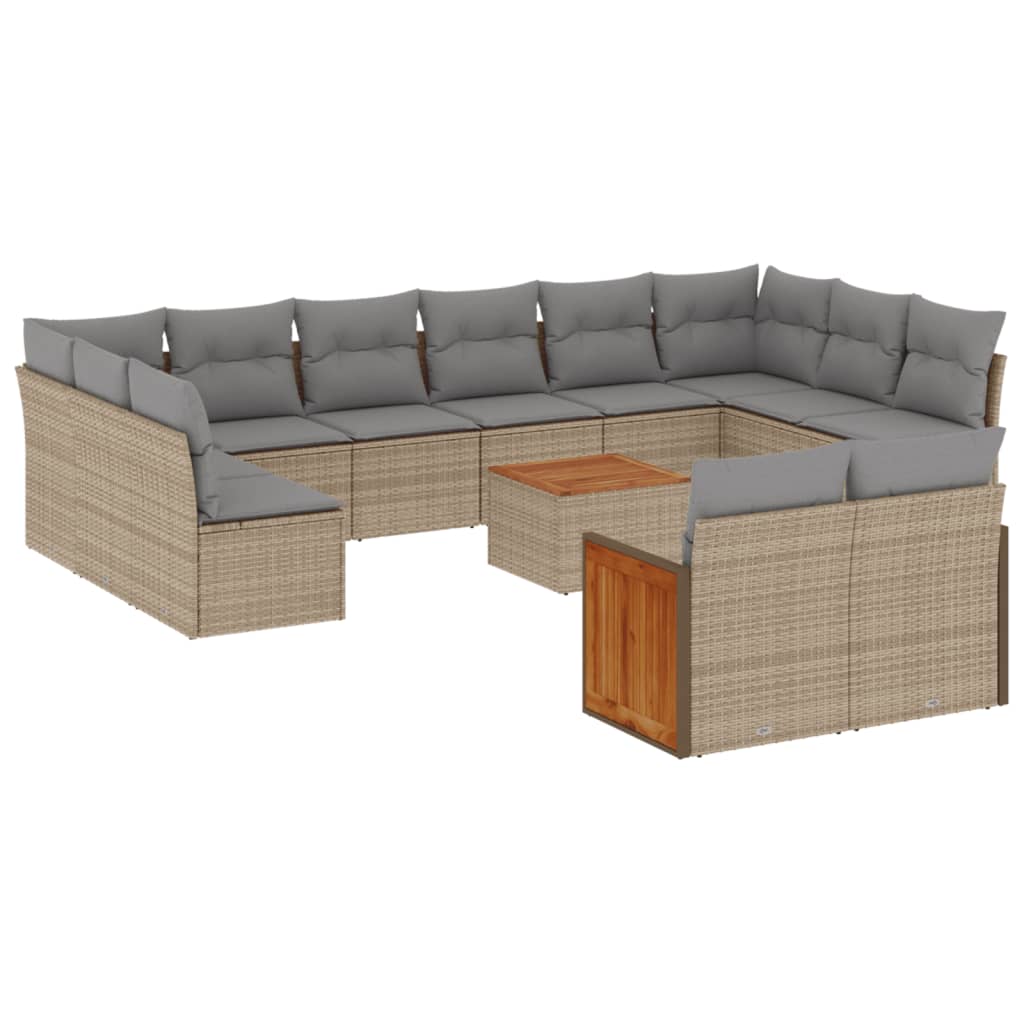 sofasæt til haven 13 dele med hynder polyrattan beige