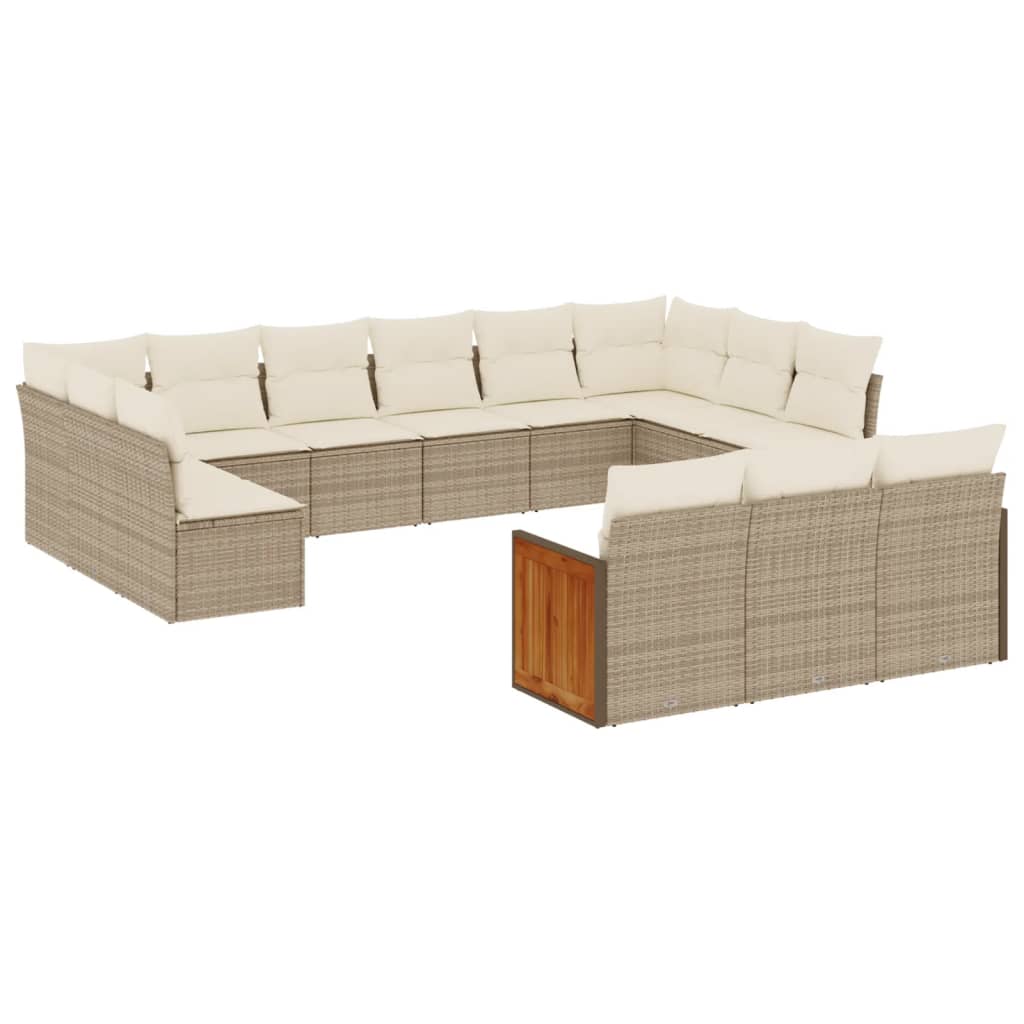 sofasæt til haven 13 dele med hynder polyrattan beige